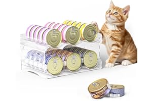 Flenpptly Cat Food Can Organizer, 2-Tier Cat Food Organizer, Transparent Can Organizer for Pantry, Canned Food Organizer Holds 30 (3oz) Cans, Pantry Can Organizer (2-Tier)