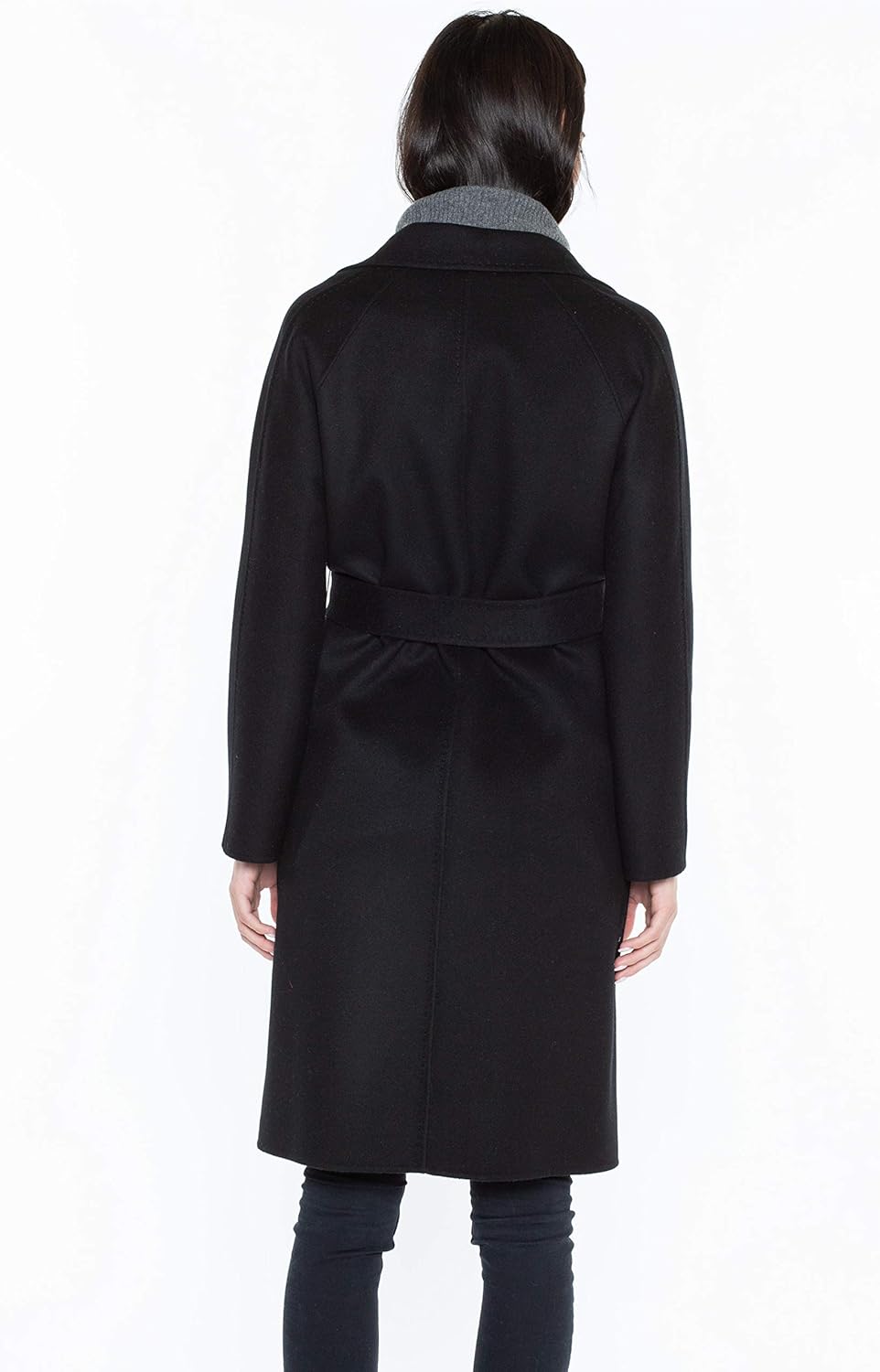 JENNIE LIU Women's Cashmere Wool Double Face Trench Coat with Belt: Clothing
