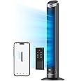 Dreo Smart Tower Fans for Bedroom, 90° Oscillating Fans for indoors, 5 Speeds 4 Modes Max 26ft/s, 12H Timer, LED with Touch, Remote Control, 40" Quiet Bladeless Standing Floor Fan for Home Office