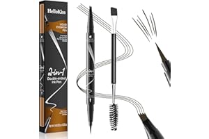 HADSOW Eyebrow Pen, 2-in-1 Dual-Ended Microblading Eyebrow Pencil, Magical Faux Brow Pen with 4-Fork-Tip & Precise Brush-Tip Create Natural Hair-Like Brow, Waterproof, Stay on All Day, Dark Brown,1Pcs