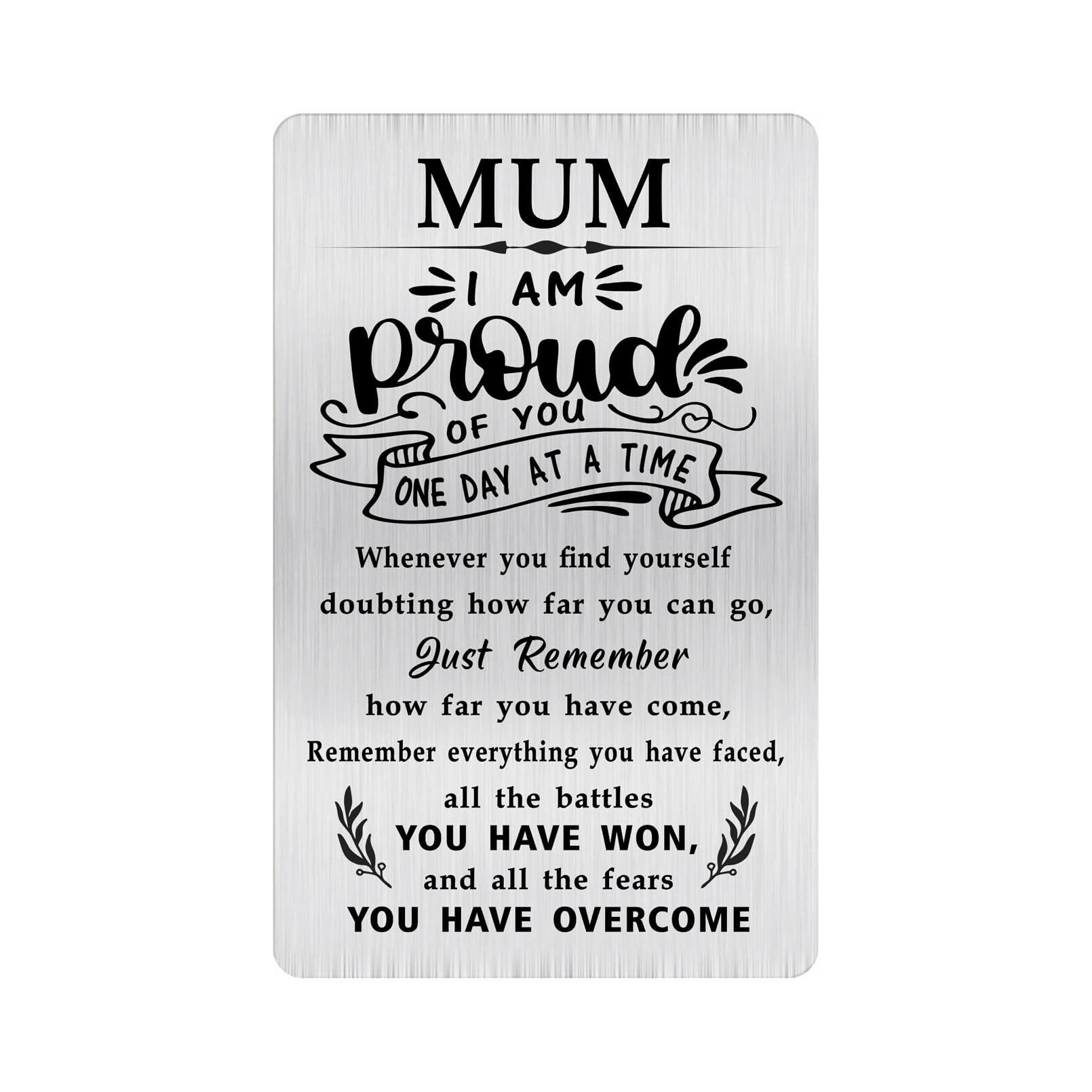 Alotozo Sobriety Gift for Mum - Stainless Steel AA Recovery Gifts, Soberversary Birthday Card for Mum - Inspirational Token for Women’s Sobriety Journey (Credit Card Size)
