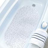WELTRXE Non Slip Bath Mat 69x36 cm PVC Pebble Drain Holes Suction Cups view 7