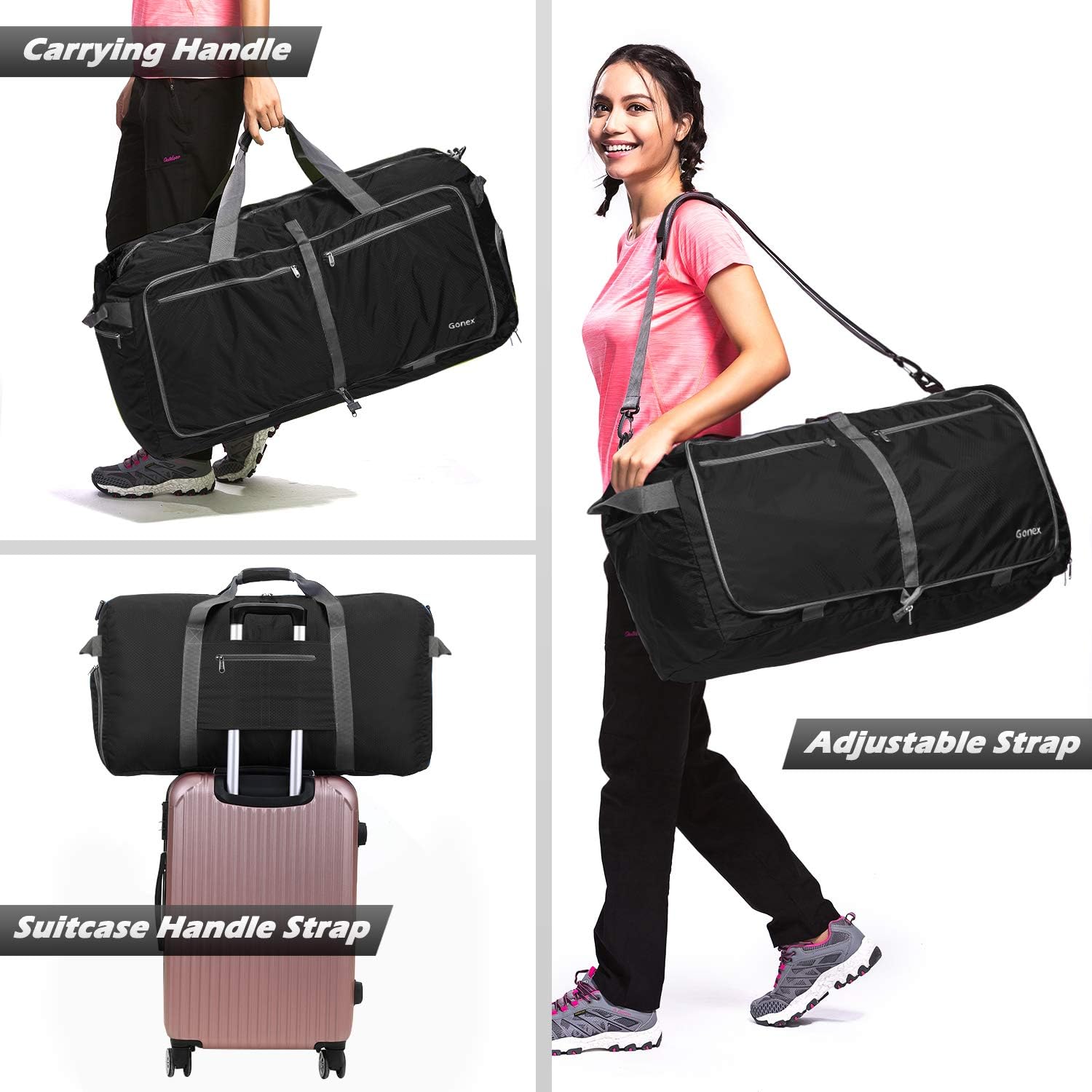 Gonex 100L Packable Travel Duffle Bag, Extra Large Luggage Duffel (Black): Clothing