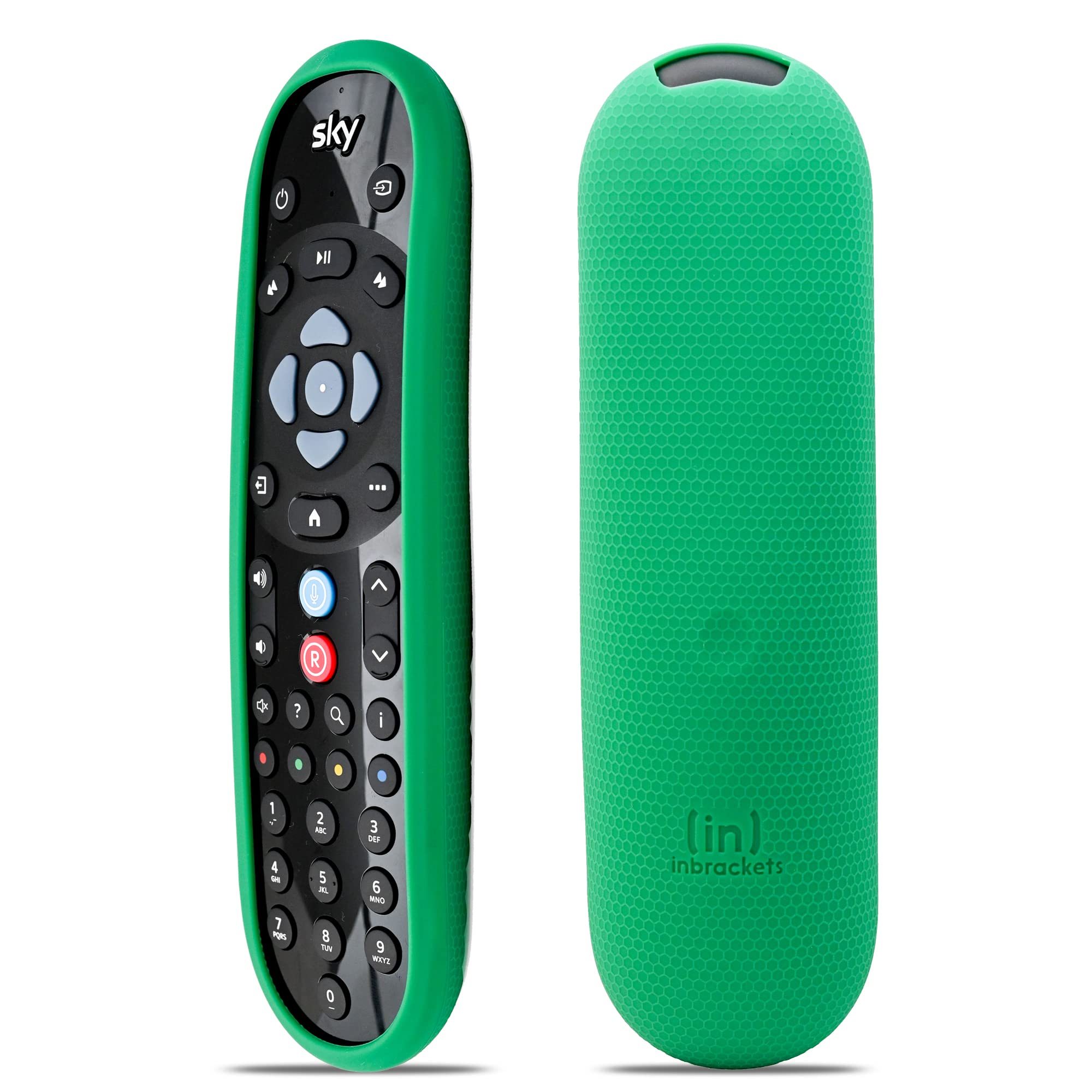 Inbrackets Case Skin for Sky Q Remote – Shockproof Cover Case Skin for Latest Sky Q Remote Control EC202 – Premium Durable Silicone Honeycomb Texture (Green)