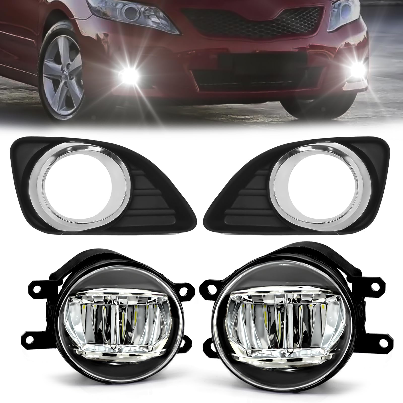 Photo 1 of OKSIWA LED Fog Lights-for 2010 2011 Toyota Camry,Fog Lamps Assembly Replacement,Include Switch, Wiring Harness,Plug and Play