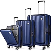 SONSENAI Luggage Sets 3 Piece, ABS Lightweight 20in/24in/28in Luggage, Expandable Carry On Suitcase Set with TSA Lock & Double Wheels, Front Open Hardshell Luggage Sets (Blue)