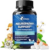 Nerve & Peripheral Neuropathy Support Supplement with 1200mg R-Alpha Lipoic Acid L-Carnitine Vitamin B12 B1 B6 D3 E Folate Lions Mane NAC Magnesium Turmeric - Liver Detox, Antioxidant & Mental Support