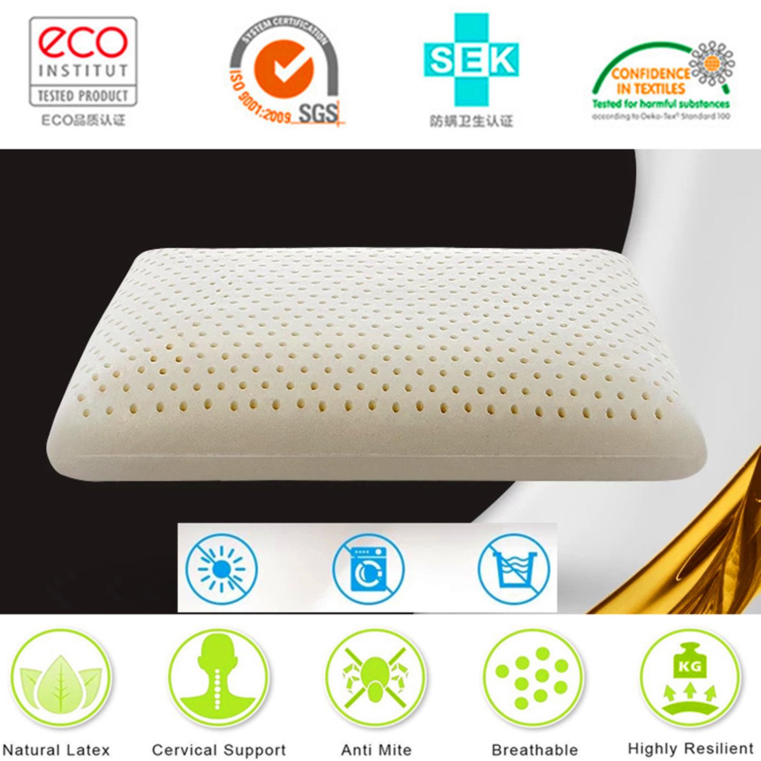Latex Pillows Foam Anti Snore Deep Sleep Mite Allergic Luxurious