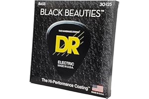 DR Strings Beauties-Black Coated Steel 6 Bass Guitar Strings, 30-125 Gauge, Round Core (BKB6-30)