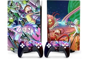 toxxos PS5 Skin - Disc Edition Console and Controller Accessories Cover Skins PS5 Controller Skin Gift ps5 Skins for Console Full Set Purple and Green Rick