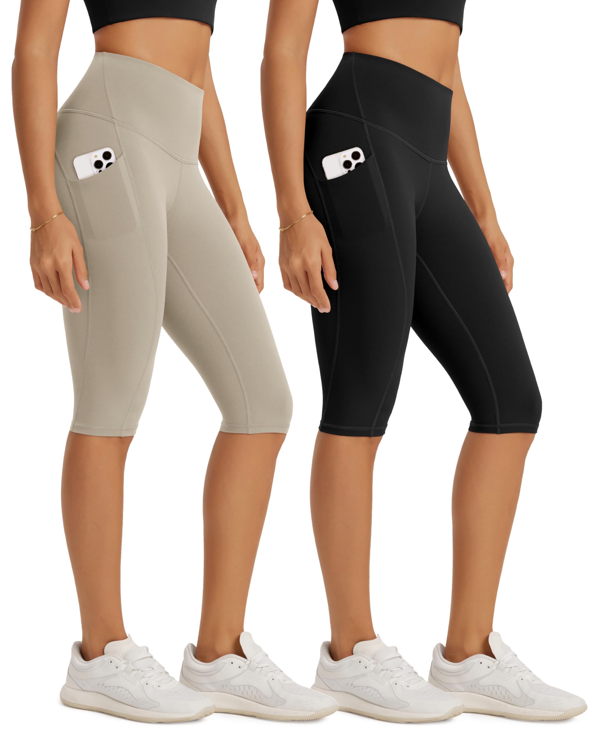ODODOS 2-Pack High Waist Workout Capris with