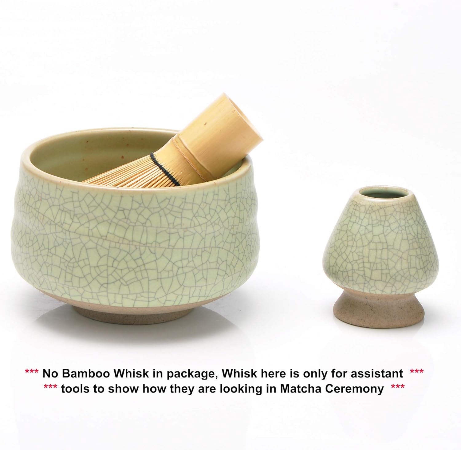 TEANAGOO Chawan Matcha Tea Bowl and Matcha Whisk Rest, Chasen Holder MB-6, 18OZ / 510 ML, Matte Light Green with Black Seam - Image 5