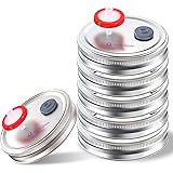 6Pcs Wide Mouth Mushroom Liquid Culture Lid,Split-type Grain Spawn Cultivation Mason Jar Lid with 0.22um PTFE Syringe Filter 