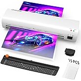 Laminator Machine, 9-Inch Letter Size Laminating Machine with 15 Laminating Pouches for Small Desktop, 4 in 1 Never Jam Therm