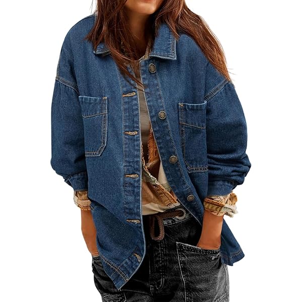 Huiwa Womens Denim Jacket Plus Size S4Xl Short for Solid