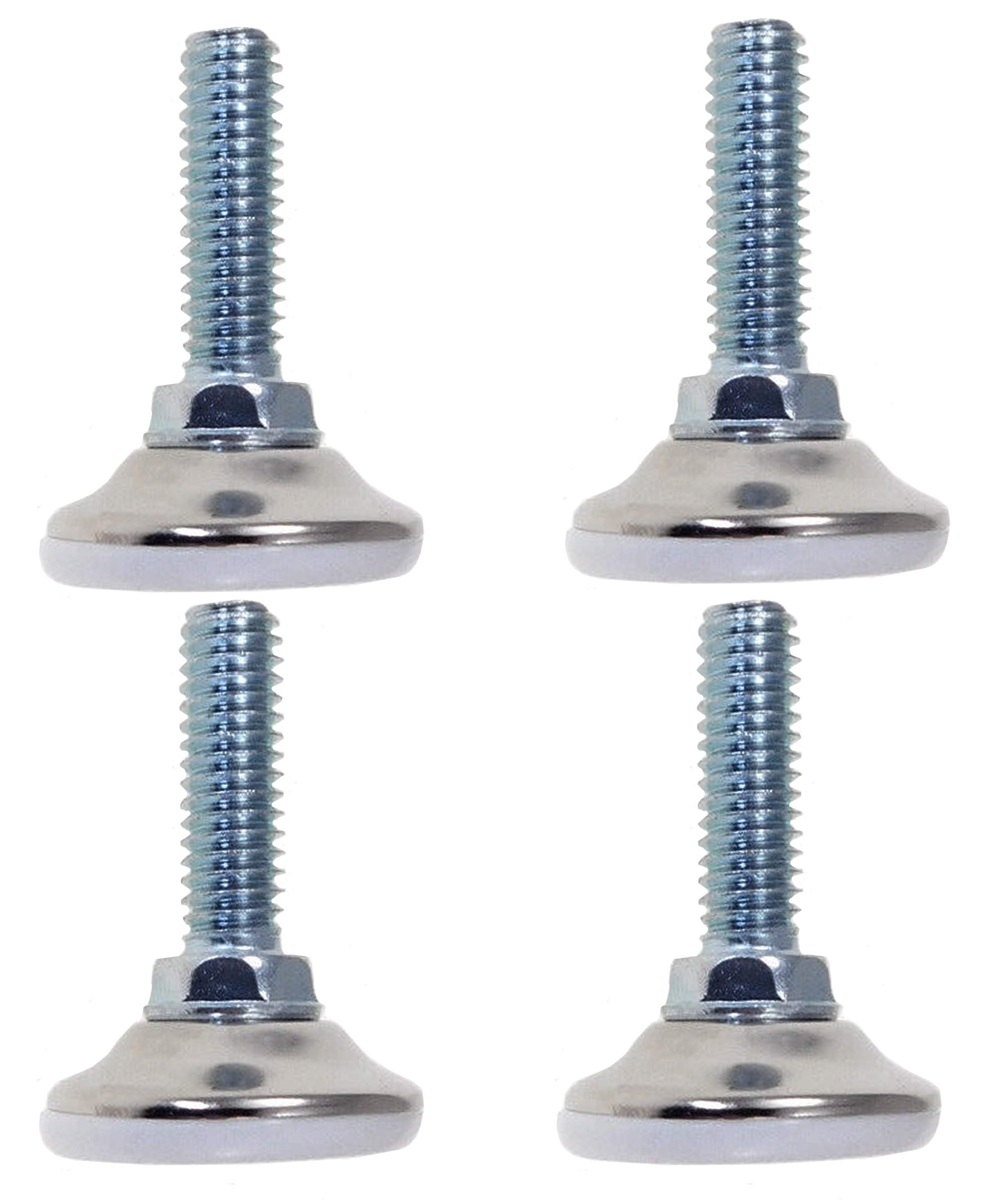 Brushed Satin Nickel Furniture Leg Extensions – Adjustable Round Feet – 2 Inch – Set Of 4