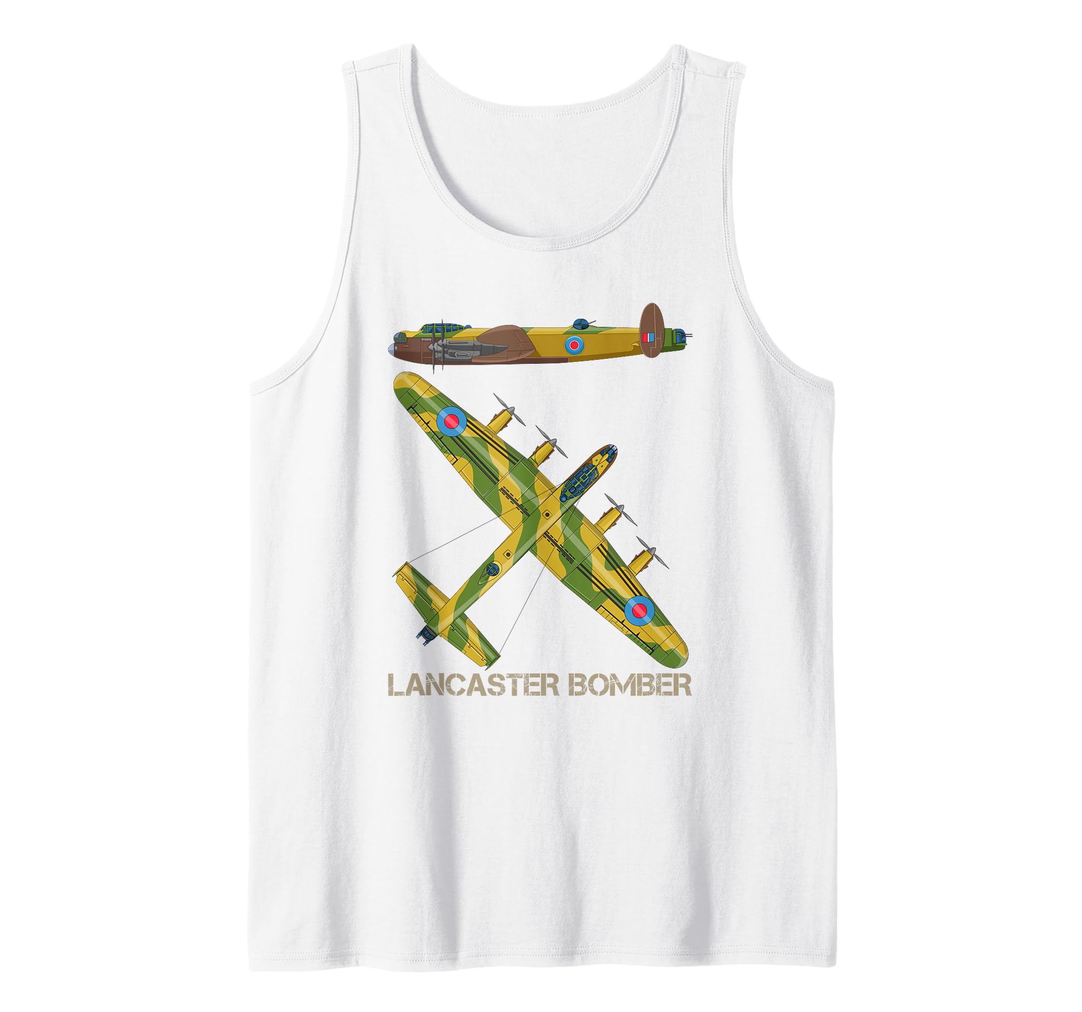 Lancaster Bomber WW2 British Aircraft Plane Diagram Tank Top
