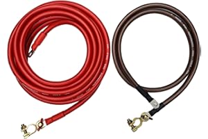 PAKA TOOLS MADE IN USA REAL 1/0 AMERICAN gauge Battery Relocation Kit,Top Post 20 FT RED 5 FT BLACK