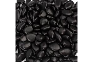 BLQH 18 Pounds Decorative Pebbles Small Black Stones Aquarium Gravel River Rock, Natural Polished Decorative Gravel,Garden Ornamental Pebbles Rocks,Black Decorative Stones,Black Pebbles, Decor (Black)