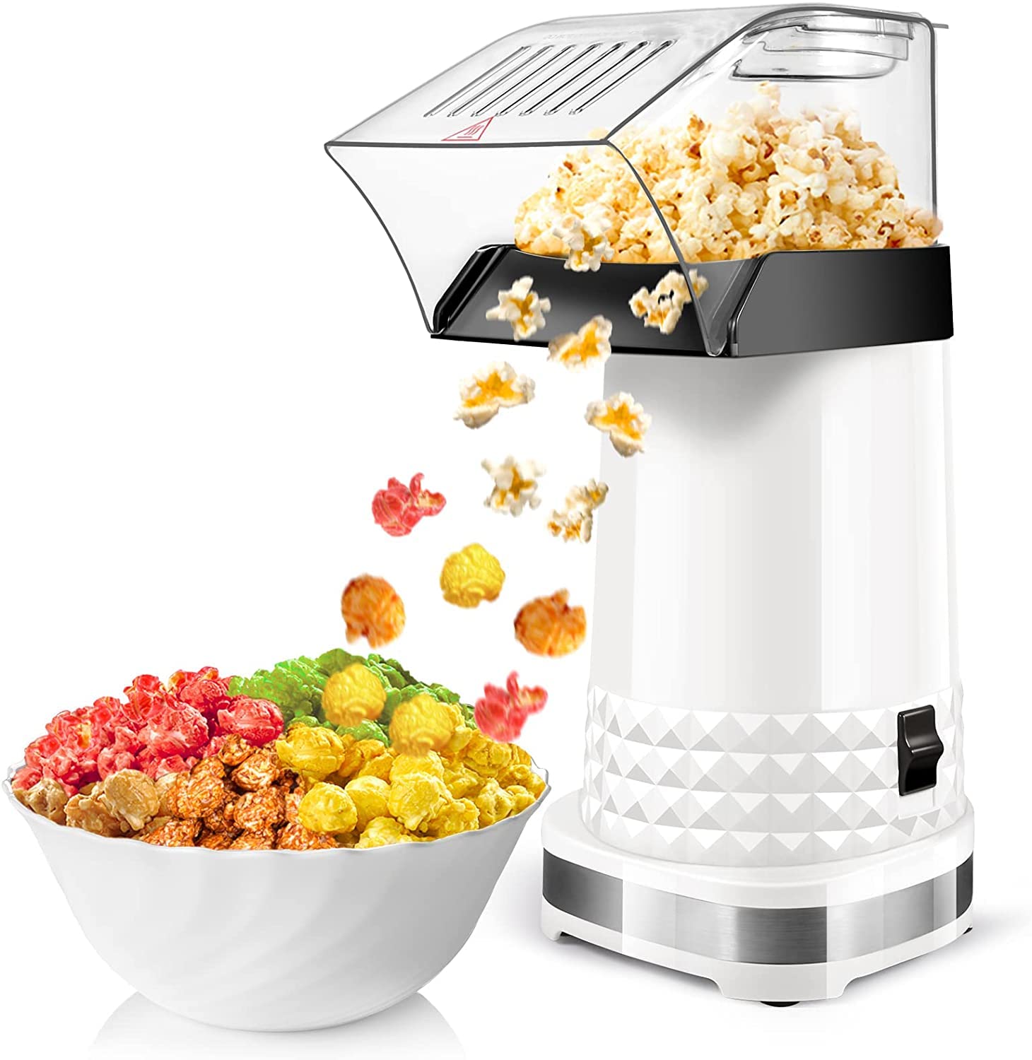 Photo 1 of Popcorn Machine, High Popping Rate & 2Min Fast Popping Air Popper Popcorn Maker, 1200w 4.5 Quarts, No Oil, BPA-Free, ETL Certified Popcorn Maker Machine with On/Off Switch, Popcorn Poppers for Home