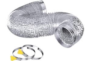 Steelsoft Heavy Duty Dryer Vent Duct Hose 4 inch 10 FT,Extra Thick Aluminum Foil Flexible Transition Duct Kit with Collars,Easy Installation