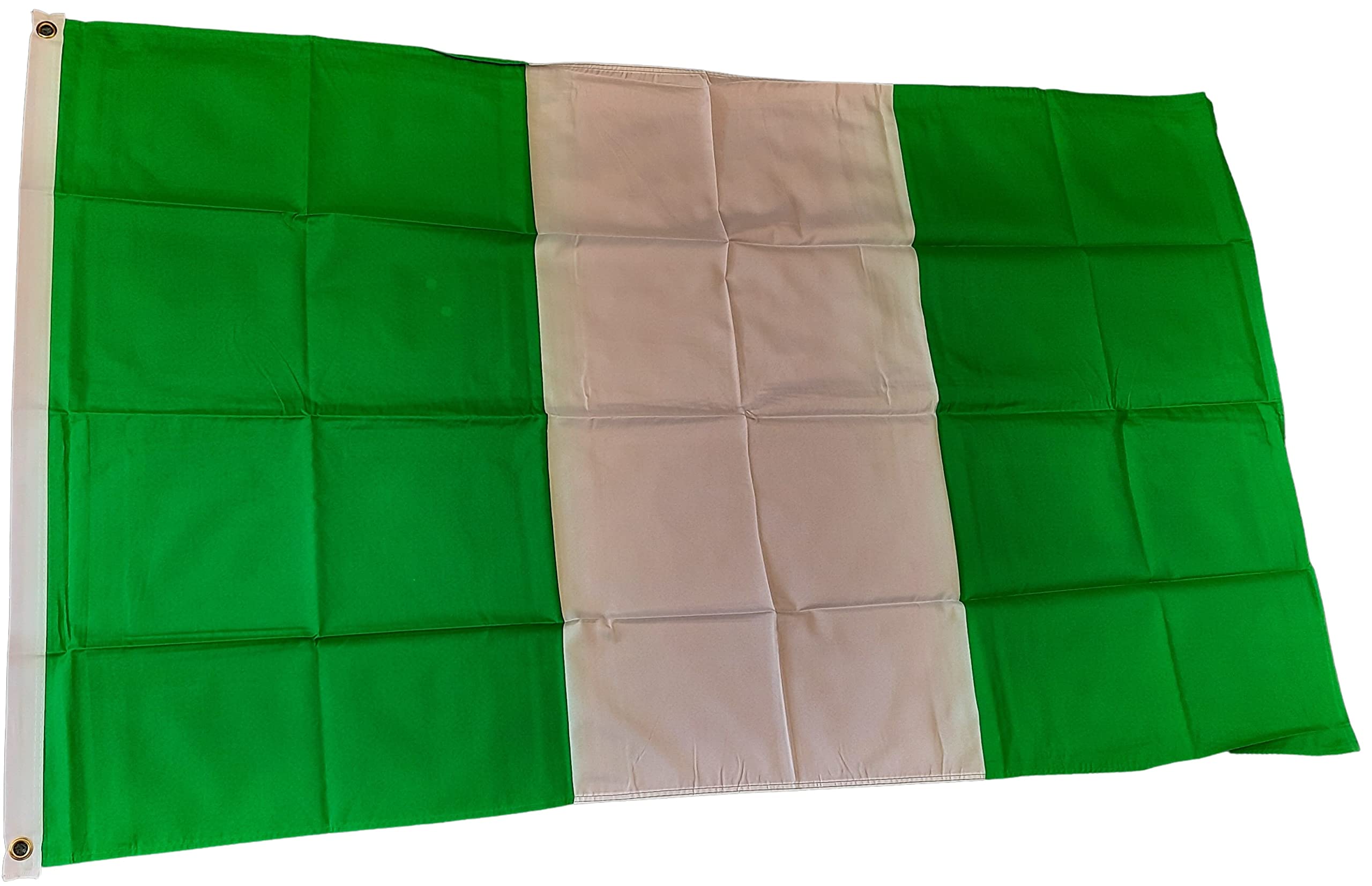 NWFlags Nigeria Flag 5ft x 3ft 75d Premium Polyester Suitable For Flagpoles | Strong Polyester 5x3 foot material Nigerian flag with Eyelets