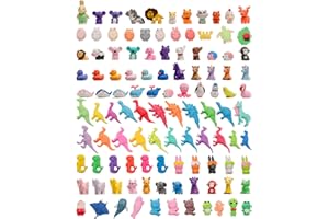 CLOCK KING 110Pcs 3D Animal Erasers for Kids, All are Animal Styles, Random Desktop Pets Toys Gifts, Mini Puzzle Classroom Rewards, Kids Party Favors Back to School Supplies