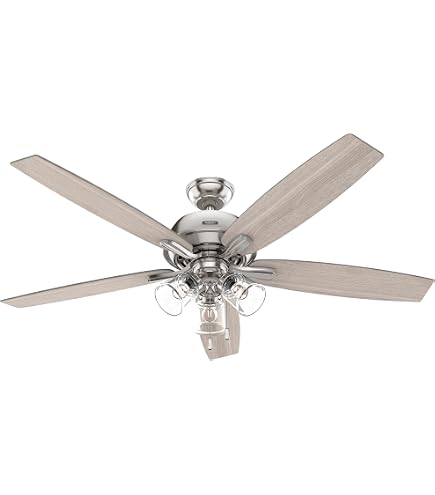 Hunter Overton 60 In. LED Indoor/Outdoor Matte Nickel Ceiling Fan With Light Kit And Wall Control 50719