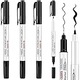 Janlaugh 3 Pcs Alcohol Resistant Lab Markers Dual Head, Black | 0.5mm Fine Point and 1.0mm Makers Tip, Permanent Freezer Pens, Designed for Industrial, Laboratory and Hospital Use