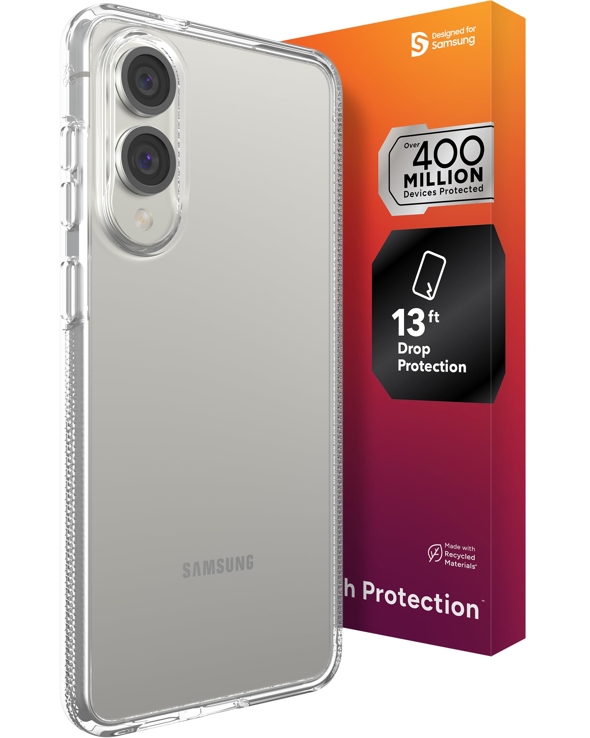 ZAGG Crystal Palace Samsung Galaxy S25 Edge Case – Crystal Clear, 13ft Drop Protection, Slim, Anti-Yellowing, Graphene Reinforced, Wireless Charging Compatible, Anti-Scratch Image