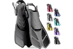 CAPAS Snorkel Fins, Swim Fins Travel Size Short Adjustable for Snorkeling Diving Adult Men Women Kids Open Heel Swimming Flip