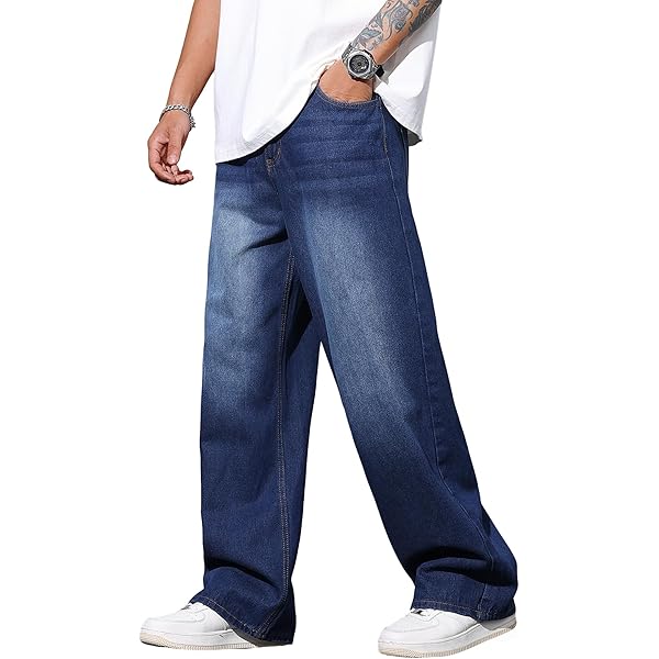 【YOURNUS】Machete Washing Curved Denim Amazon.com: Baggy Machete Jeans Vintage Wash Wide-Leg Casual