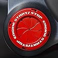 Rotary Push Start Button Cover, Car Engine Push to Start Stop Accessories, Auto Ignition Switch Cover, Cool Motorcycle Car Decor Gift for Christmas New Years Birthday, Red