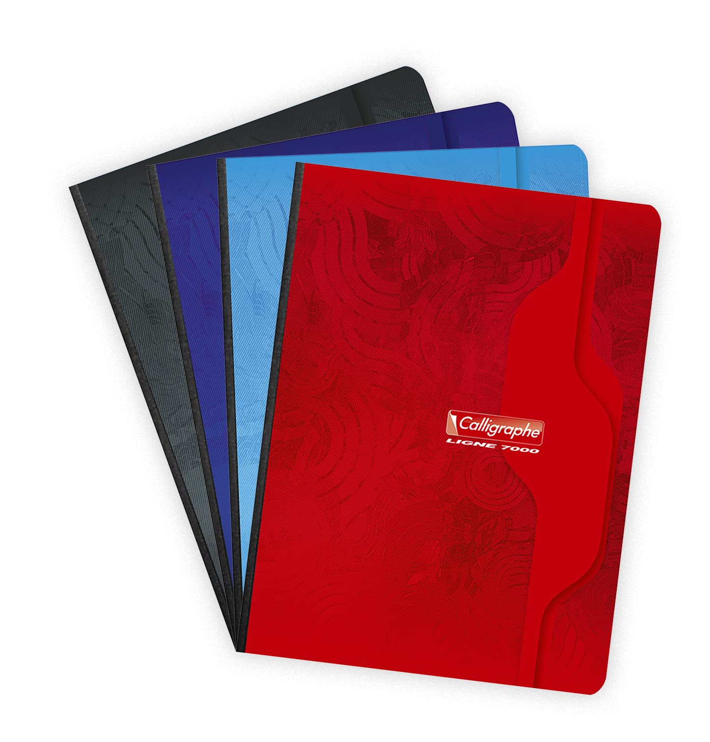 Clairefontaine Calligrapher 203C Canvas Back Notebook 17x22 cm - 192 Seyes TriColoure Pages - 70 g White Paper - Varnished Recycled Card Cover - Random Colour