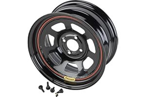 SPEEDWAY MOTORS Bassett 15X7 DOT D-Hole 4x100 mm 4" BS Black Wheel w/Valve Stems