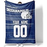 ANTKING Indianapolis Throw Blanket Custom Name and Number Personalized Blanket for Men Women Boy Gifts
