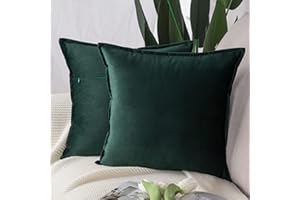 MADIZZ Set of 2 Super Soft Velvet Decorative Throw Pillow Covers 20x20 inch Army Green Square with Fringe Luxury Style Cushio
