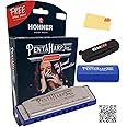 Hohner PentaHarp Harmonica - Key of C Minor Bundle with Case, Pouch, Online Manual, and Austin Bazaar Polishing Cloth