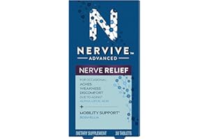 Nervive Advanced Nerve Relief + Mobility, with Alpha Lipoic Acid to Help Reduce Nerve Aches, Weakness, & Discomfort*† and Boswellia to Promote Mobility*, Vitamins B12,B6,B1, 30 Tablets