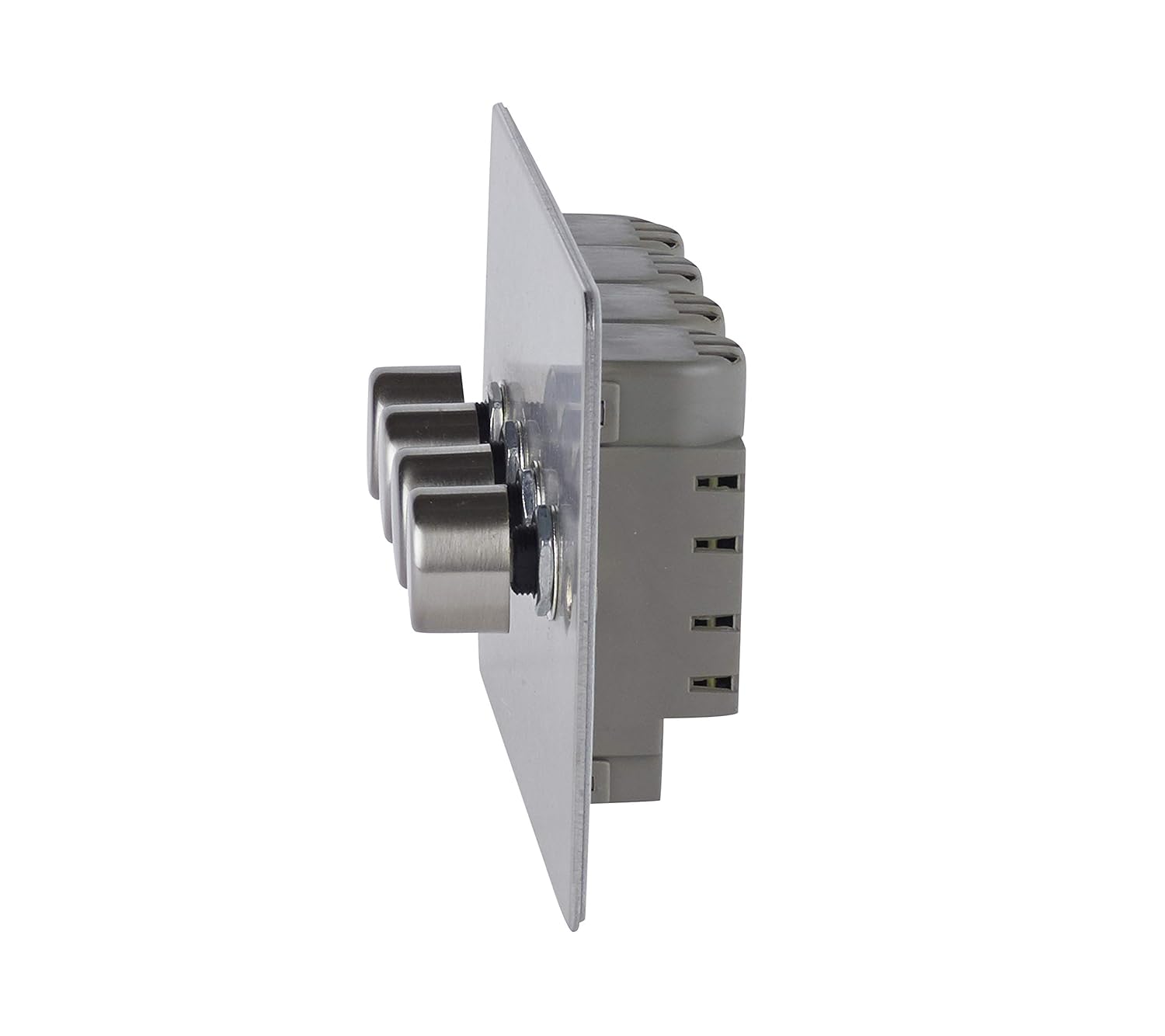 Schneider Electric Ultimate Flat Plate - 4 Gang 2 Way Dimmer Light Switch, Main and Low Voltage, 250W/VA, GU6242CSS, Stainless Steel - Image 4
