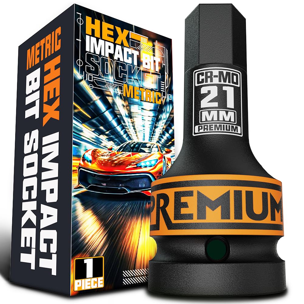 KIRXST 3/4" Impact Hex Bit Socket, H21 (21mm) Allen Key Socket, Premium CR-MO Steel, Metric 100mm Length