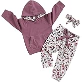 oklady Baby Girl Clothes,Hoodie Tops Floral Pant with Cute Headband Baby Girl Fall Outfits