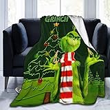LinsSone The Grinch Blanket Soft Warm Faux Fur Throw Blanket Fleece Blanket, Warm, Lightweight, for Home Bed, Sofa