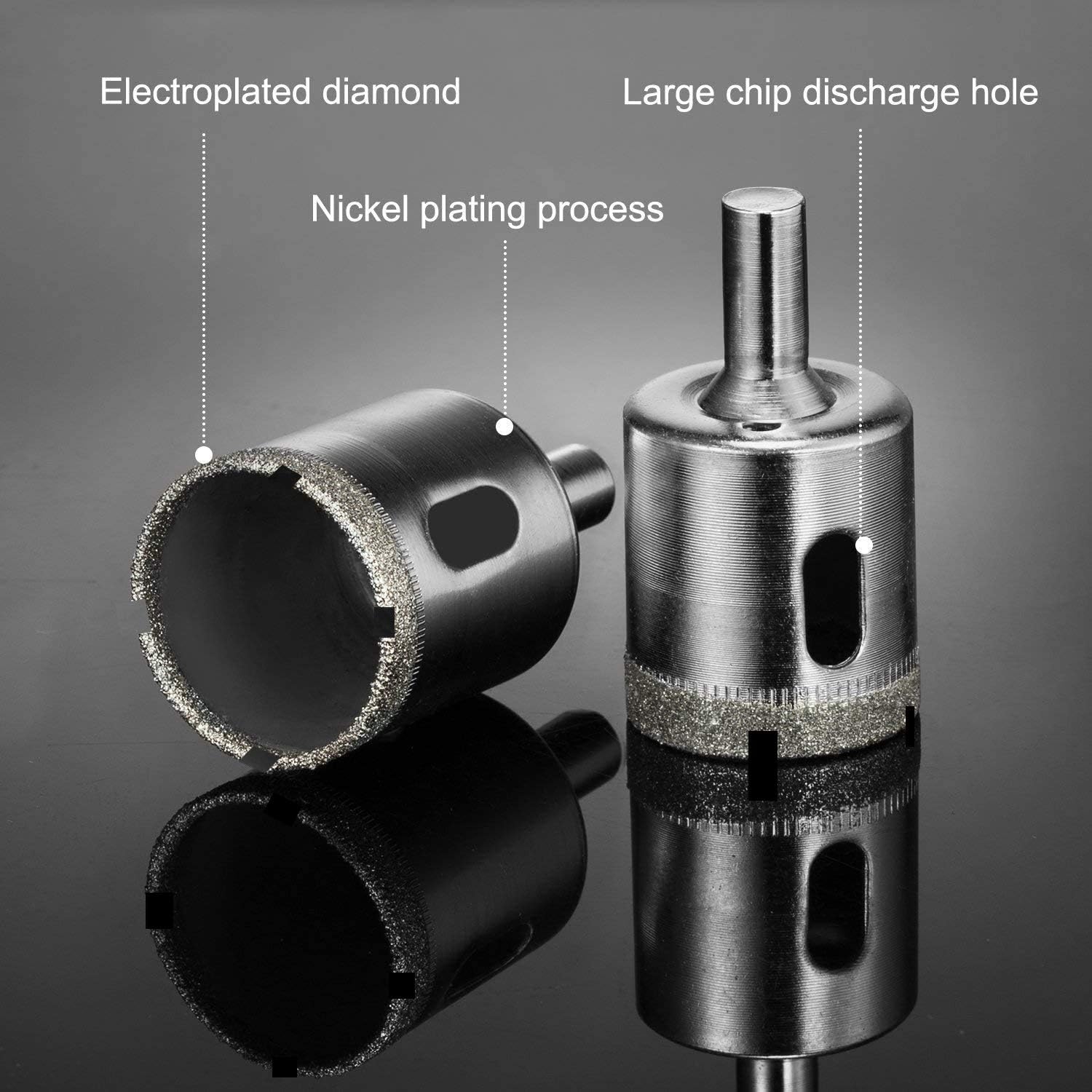 ZFYQ Hole Saw Drill Bits Set, Diamond Drill Bit Set Cutting for Glass Ceramic, Porcelain, Tile, Marble, diameter 6mm-50mm, 15 Pcs - Image 4