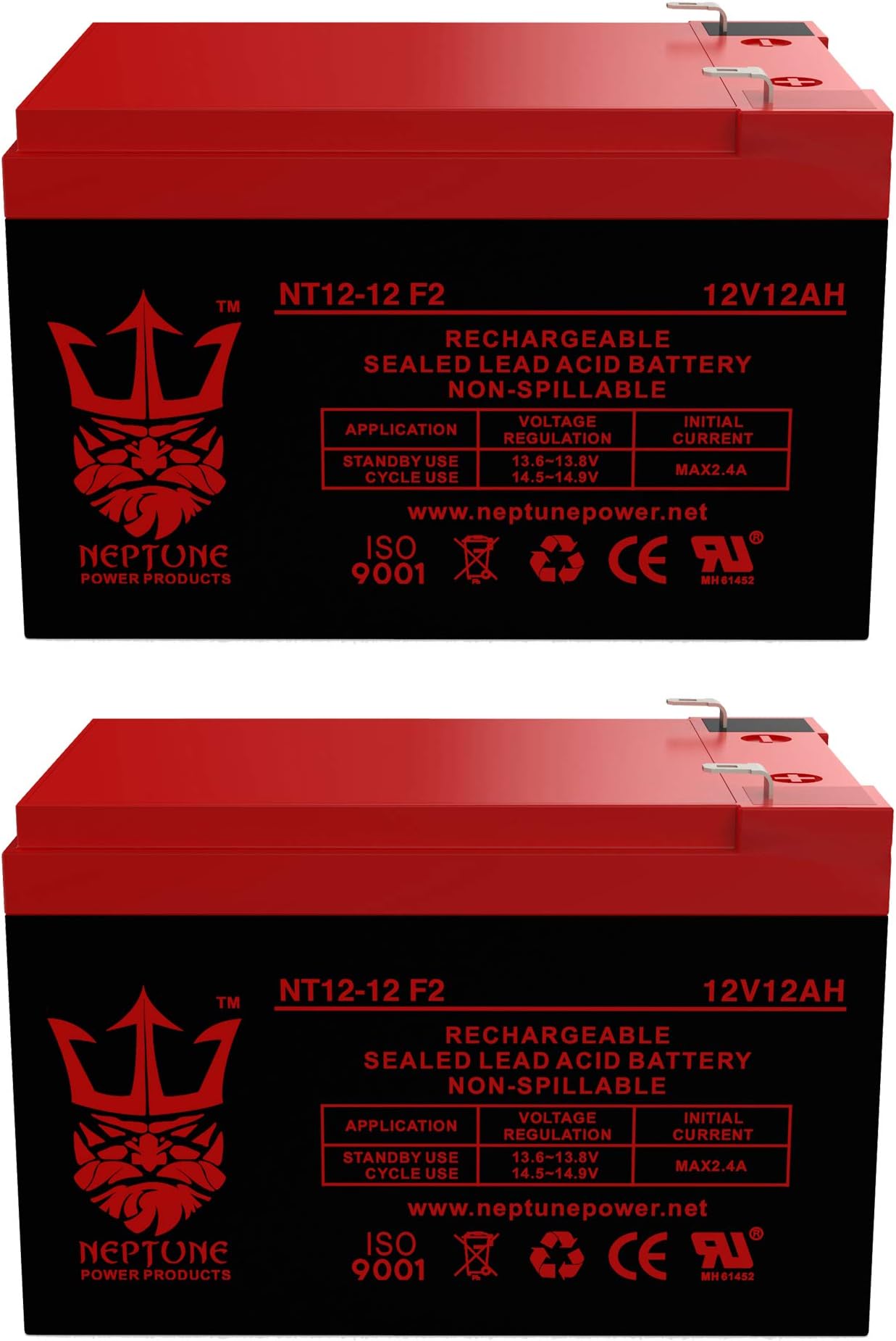 Neptune Brand NT12120 12V 12Ah Replacement SLA/AMG Battery for Xcooter Xcruiser XC266GTB Electric Scooter Battery - 2 Pack