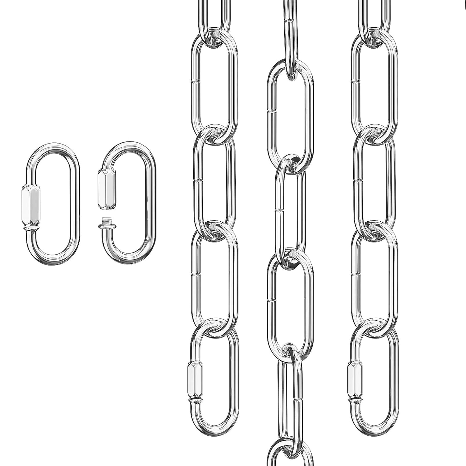 Photo 1 of 10 Feet Silver Light Fixture Chain, Adjustable Extension Chain with Connection Locks for Light Fixture, Maximum Load is 66 Pounds