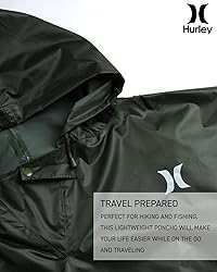 Hurley Adult Unisex Rain Poncho – Packable Hooded