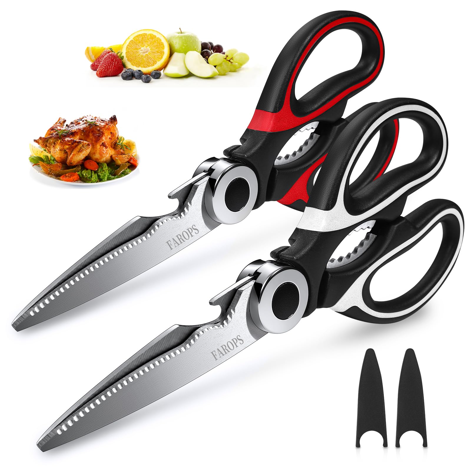 Photo 1 of Kitchen Scissor For General Use 2-Packs,Heavy Duty Kitchen Raptor Meat Shears,Dishwasher Safe Cooking Scissors, Stainless Steel Multi-function Scissors For Food,Chicken,Poultry, Fish, Pizza,Herbs