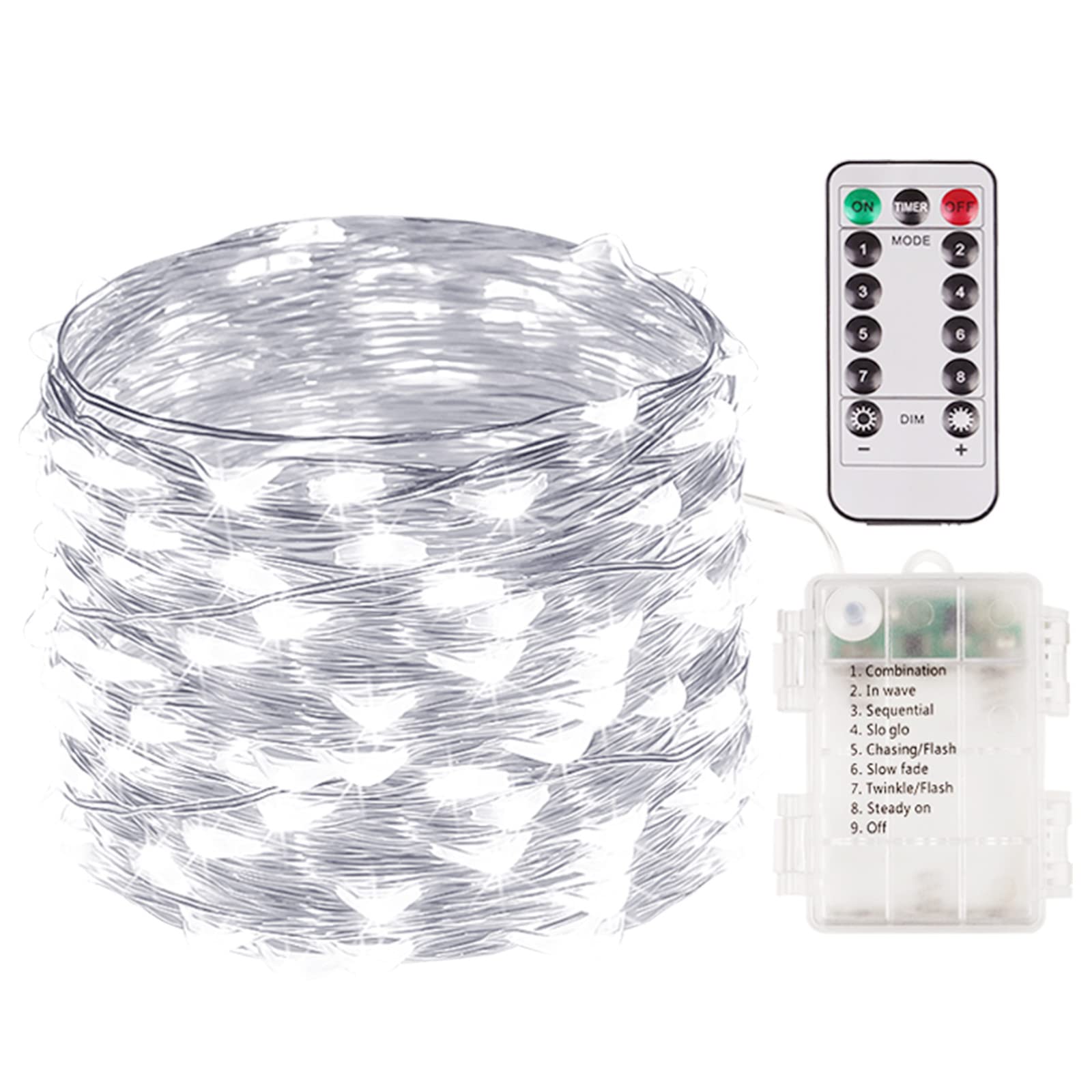 Photo 1 of 100 LED Fairy Lights Battery Operated with Remote, 33FT Waterproof Twinkle Lights with Timer & 8 Modes, Fairy String Lights Outdoor Indoor for Bedroom Classroom DIY Christmas Decor (Cool White)