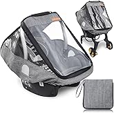 Car Seat Rain Cover,Infant Car Seat Weather Shield,Waterproof,Windproof Protection,Protect from Dust Snow,Rain Cover Features Quick-Access Zipper Door and Ventilation,(Gray Melange)